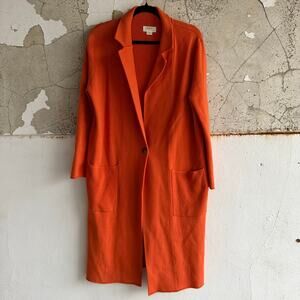 Anthropologie Duster Cardigan Orange Longline Sweater Coat Womens S Quiet Luxury